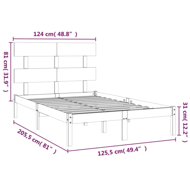 Cadre de lit sans matelas blanc 120x200 cm bois massif