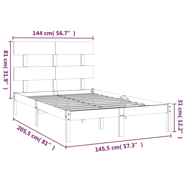 Cadre de lit sans matelas 140x200 cm bois massif