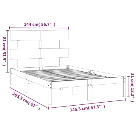 Cadre de lit sans matelas 140x200 cm bois massif