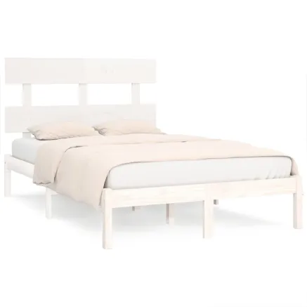 Cadre de lit sans matelas blanc 160x200 cm bois massif 2
