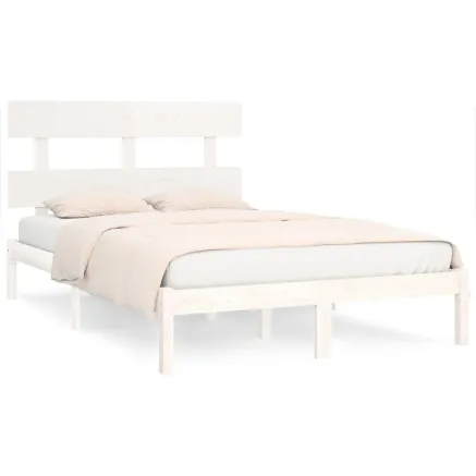 Cadre de lit sans matelas blanc 200x200 cm bois massif 2