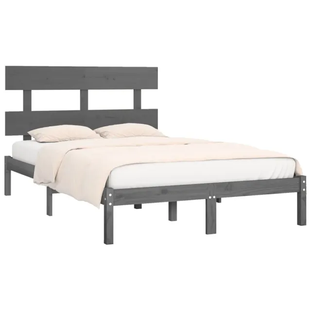 Cadre de lit sans matelas gris 200x200 cm bois massif