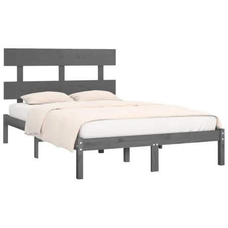 Cadre de lit sans matelas gris 200x200 cm bois massif