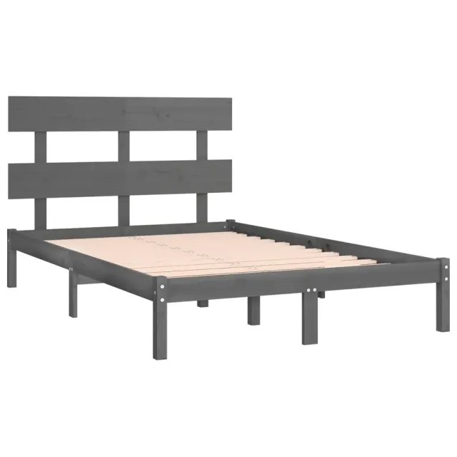 Cadre de lit sans matelas gris 200x200 cm bois massif