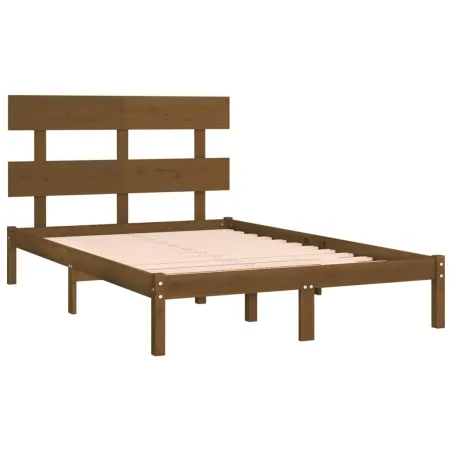Cadre de lit sans matelas marron miel 200x200 cm bois massif