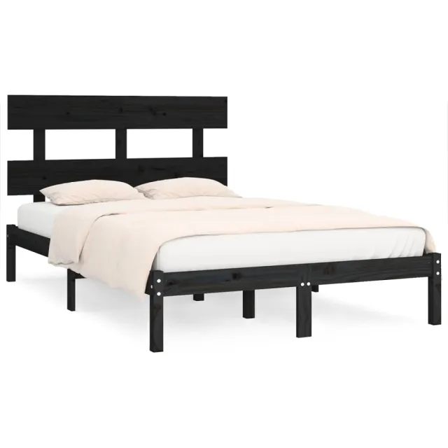 Cadre de lit sans matelas noir 200x200 cm bois massif