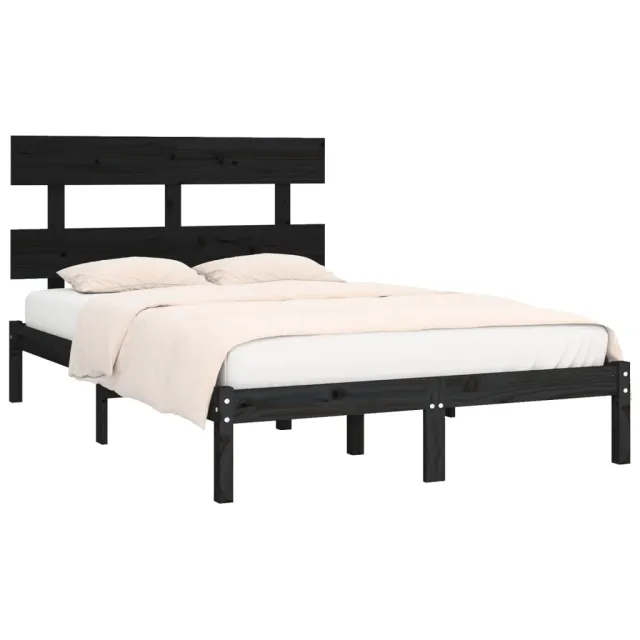 Cadre de lit sans matelas noir 200x200 cm bois massif