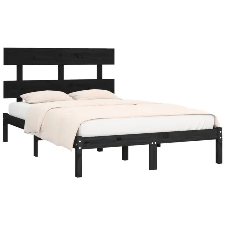Cadre de lit sans matelas noir 200x200 cm bois massif