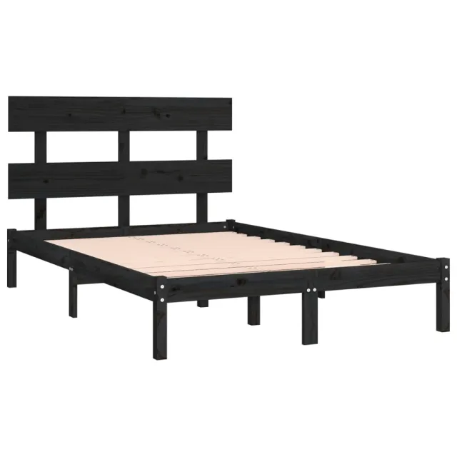 Cadre de lit sans matelas noir 200x200 cm bois massif