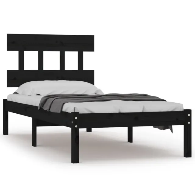 Cadre de lit sans matelas noir 75x190 cm bois massif