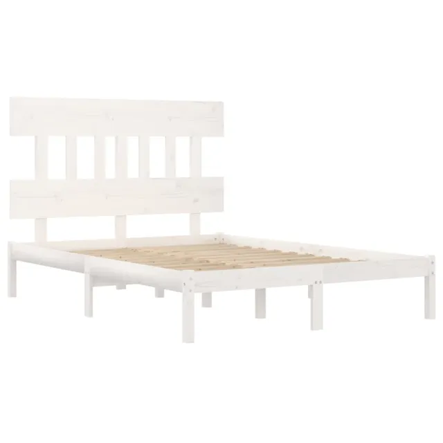 Cadre de lit sans matelas blanc 120x190 cm bois massif