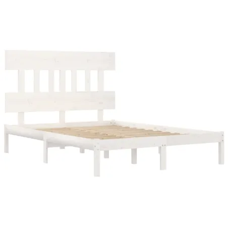 Cadre de lit sans matelas blanc 120x190 cm bois massif