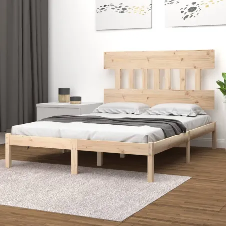 Cadre de lit sans matelas 135x190 cm bois massif