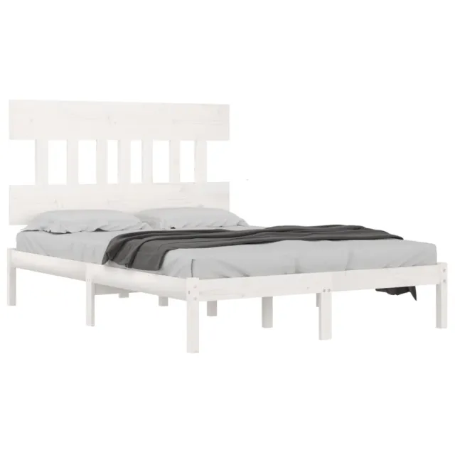 Cadre de lit sans matelas blanc 140x190 cm bois massif