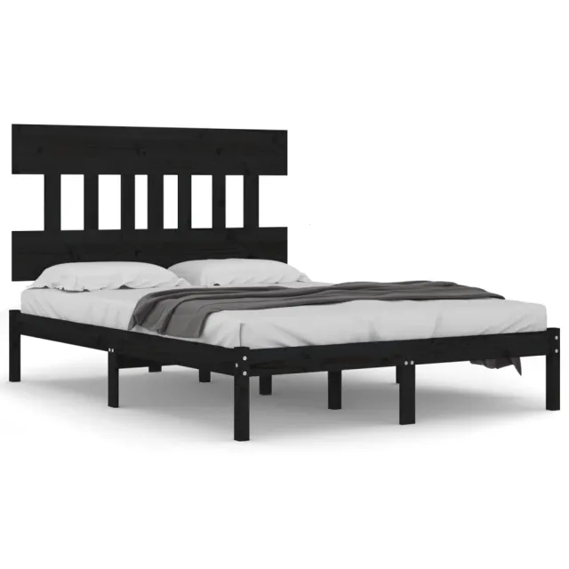 Cadre de lit sans matelas noir 140x190 cm bois massif