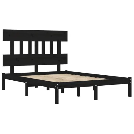 Cadre de lit sans matelas noir 140x190 cm bois massif