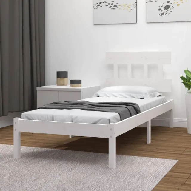 Cadre de lit sans matelas blanc 100x200 cm bois massif