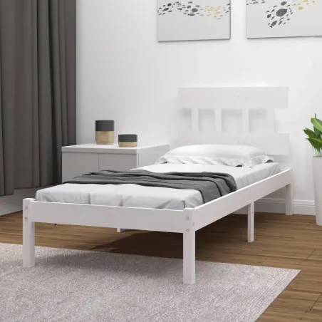 Cadre de lit sans matelas blanc 100x200 cm bois massif
