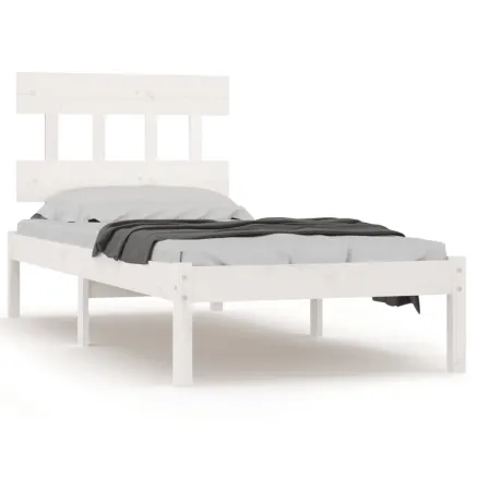 Cadre de lit sans matelas blanc 100x200 cm bois massif 2