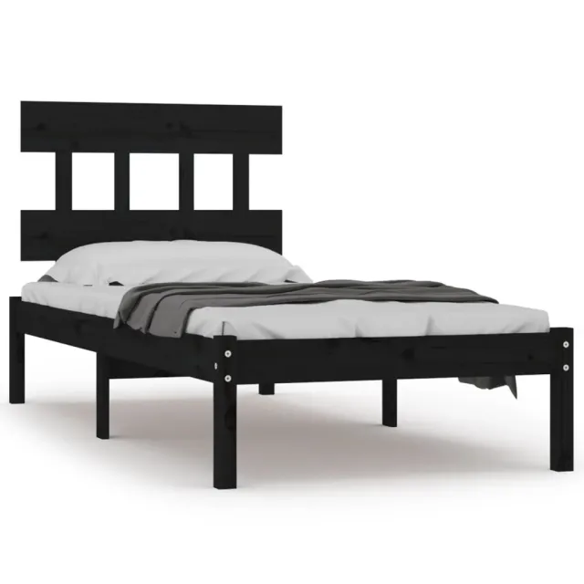 Cadre de lit sans matelas noir 100x200 cm bois massif