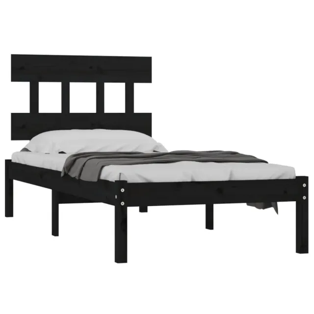 Cadre de lit sans matelas noir 100x200 cm bois massif