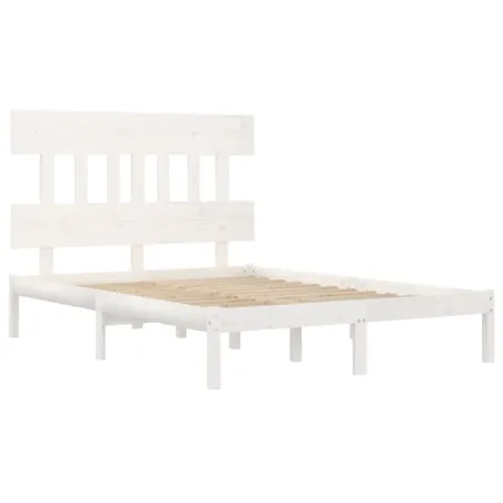 Cadre de lit sans matelas blanc 160x200 cm bois massif