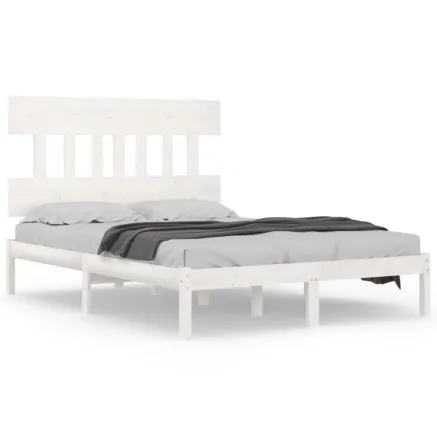 Cadre de lit sans matelas blanc 180x200 cm bois massif 2