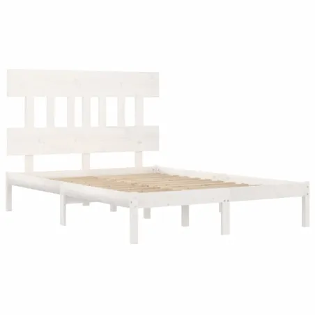 Cadre de lit Blanc Bois massif 200x200 cm