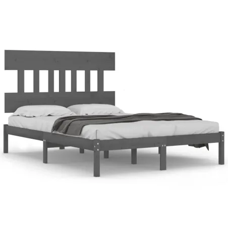 Cadre de lit sans matelas gris 200x200 cm bois massif