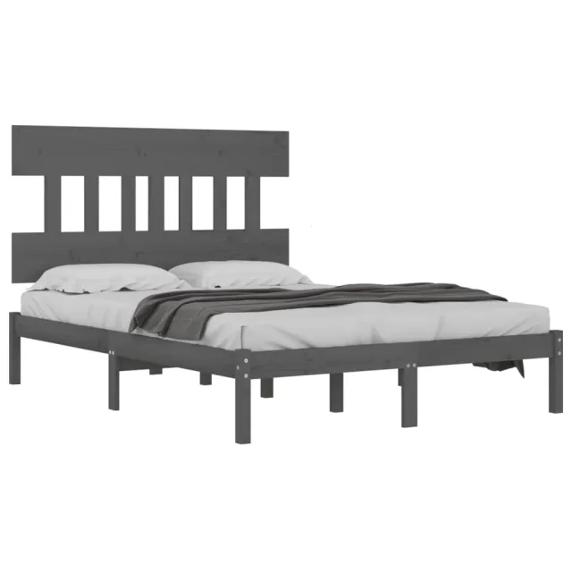 Cadre de lit sans matelas gris 200x200 cm bois massif