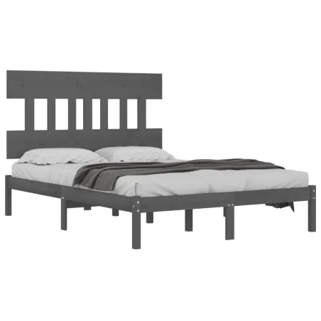 Cadre de lit sans matelas gris 200x200 cm bois massif