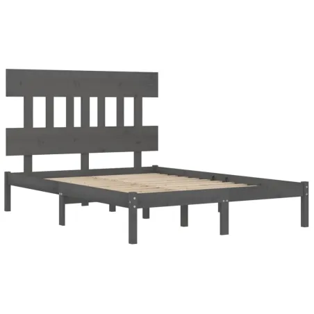 Cadre de lit sans matelas gris 200x200 cm bois massif
