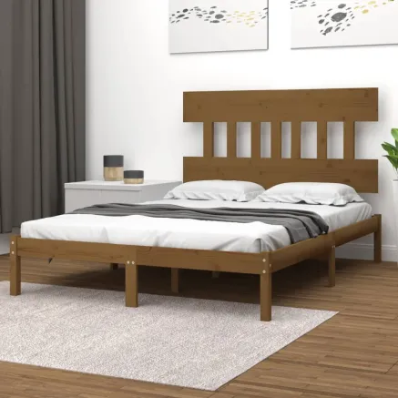 Cadre de lit sans matelas marron miel 200x200 cm bois massif