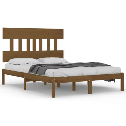 Cadre de lit sans matelas marron miel 200x200 cm bois massif 2