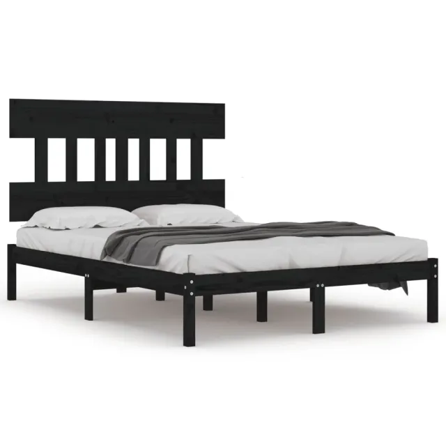 Cadre de lit sans matelas noir 200x200 cm bois massif