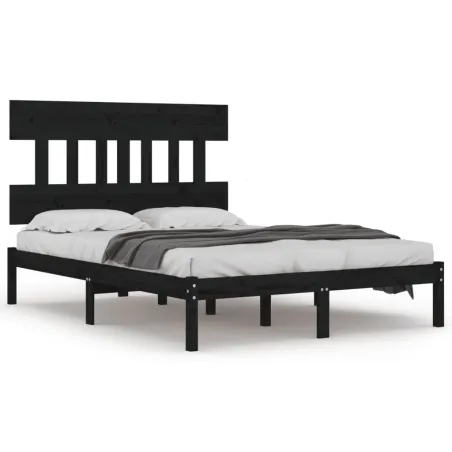 Cadre de lit sans matelas noir 200x200 cm bois massif