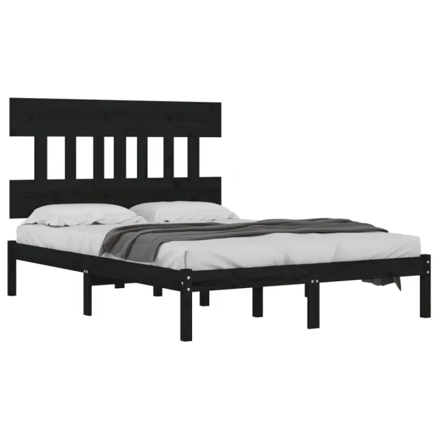 Cadre de lit sans matelas noir 200x200 cm bois massif