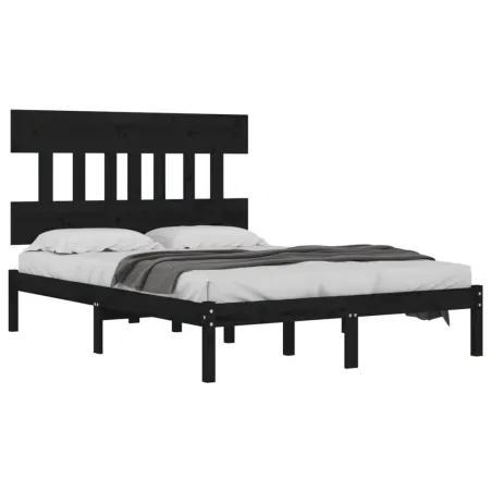 Cadre de lit sans matelas noir 200x200 cm bois massif