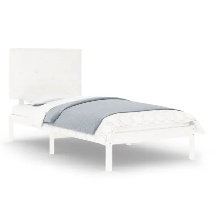 Cadre de lit sans matelas blanc 90x190 cm bois massif 2