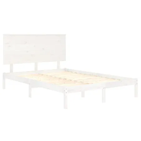 Cadre de lit sans matelas blanc 120x190 cm bois massif