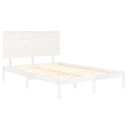 Cadre de lit sans matelas blanc 140x190 cm bois de pin massif