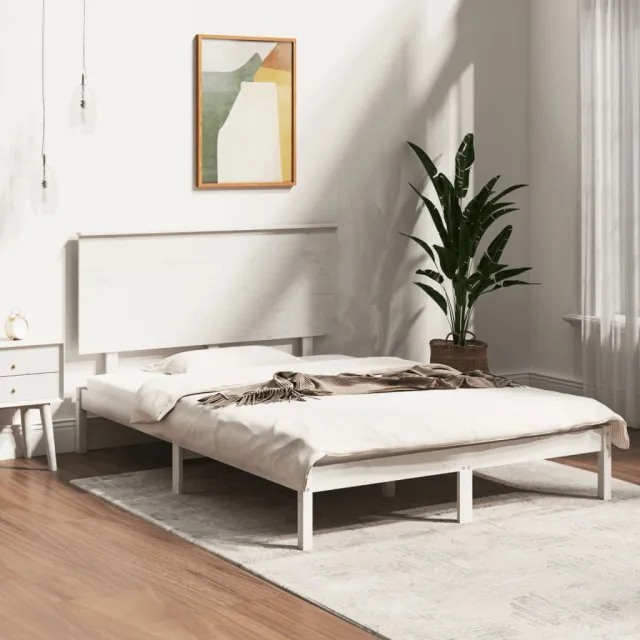 Cadre de lit sans matelas blanc 120x200 cm bois de pin massif
