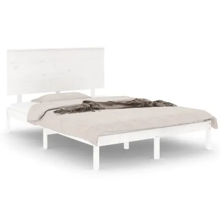 Cadre de lit sans matelas blanc 120x200 cm bois de pin massif 2
