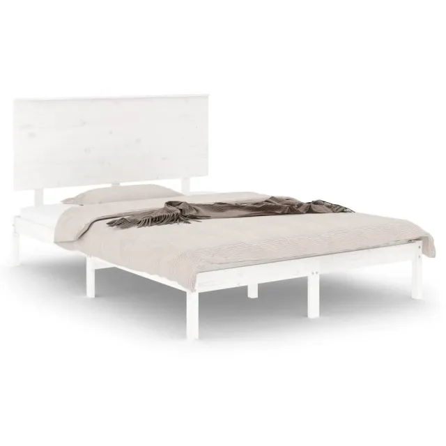 Cadre de lit sans matelas blanc 120x200 cm bois de pin massif