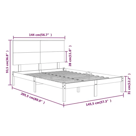 Cadre de lit sans matelas 140x200 cm bois massif de pin
