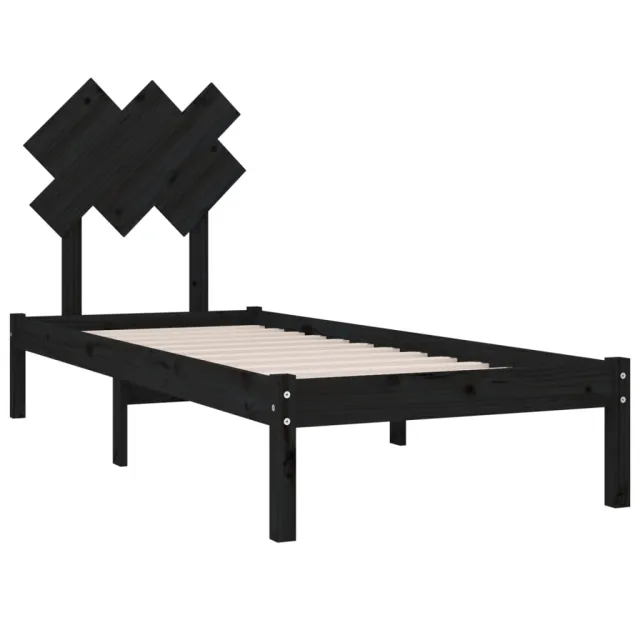 Cadre de lit sans matelas noir 75x190 cm bois massif