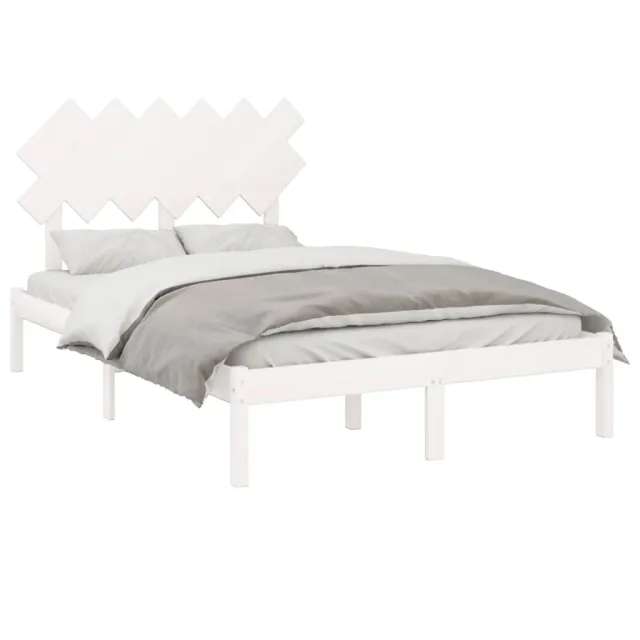 Cadre de lit sans matelas blanc 120x190 cm bois massif