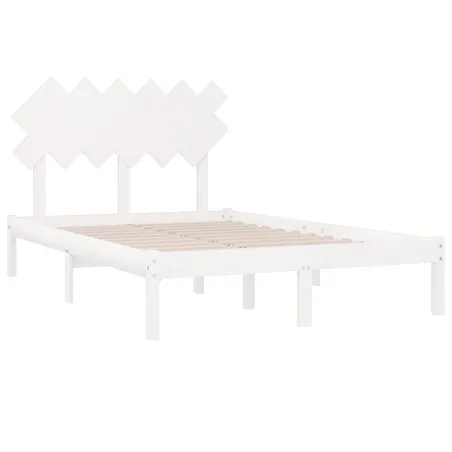Cadre de lit sans matelas blanc 120x190 cm bois massif