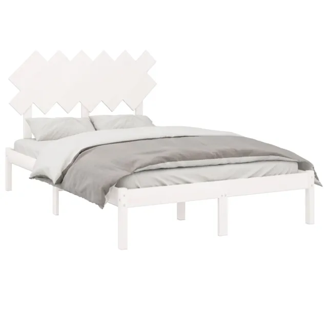 Cadre de lit sans matelas blanc 135x190 cm bois massif