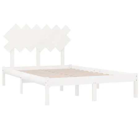 Cadre de lit sans matelas blanc 135x190 cm bois massif
